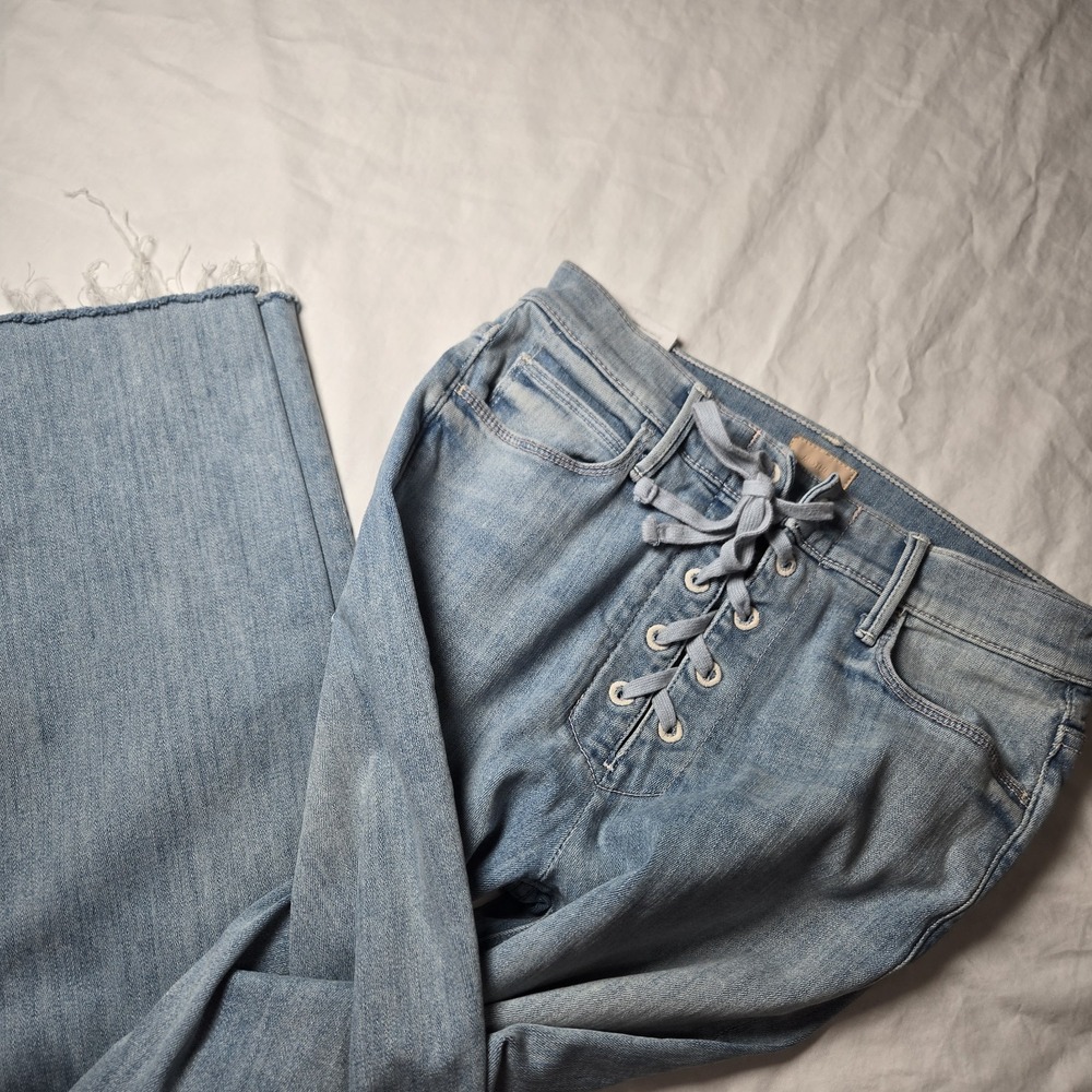 MOTHER Denim The Lace Up Dazzler Ankle‎ Jeans  Size 26x25  (Tag 27) Light Wash